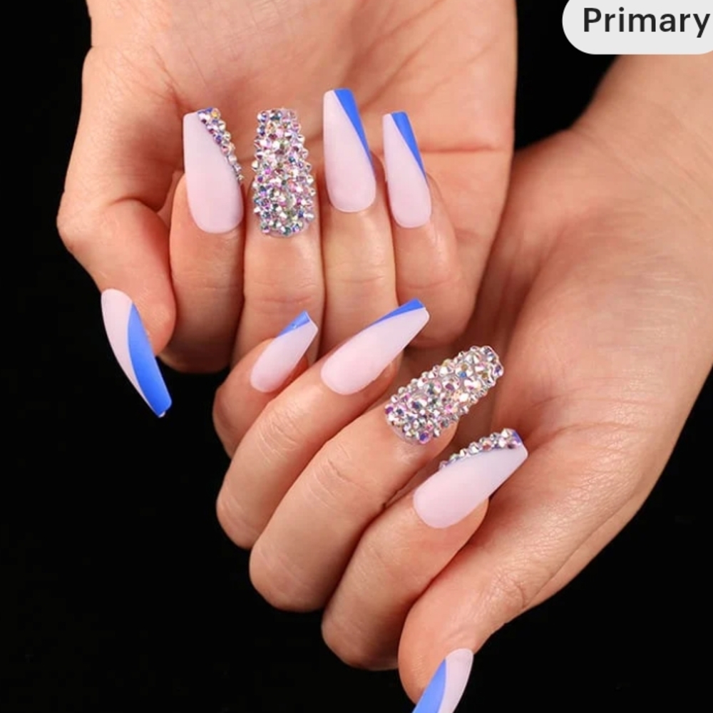 Elegant Blue and Pink Nail Art Set